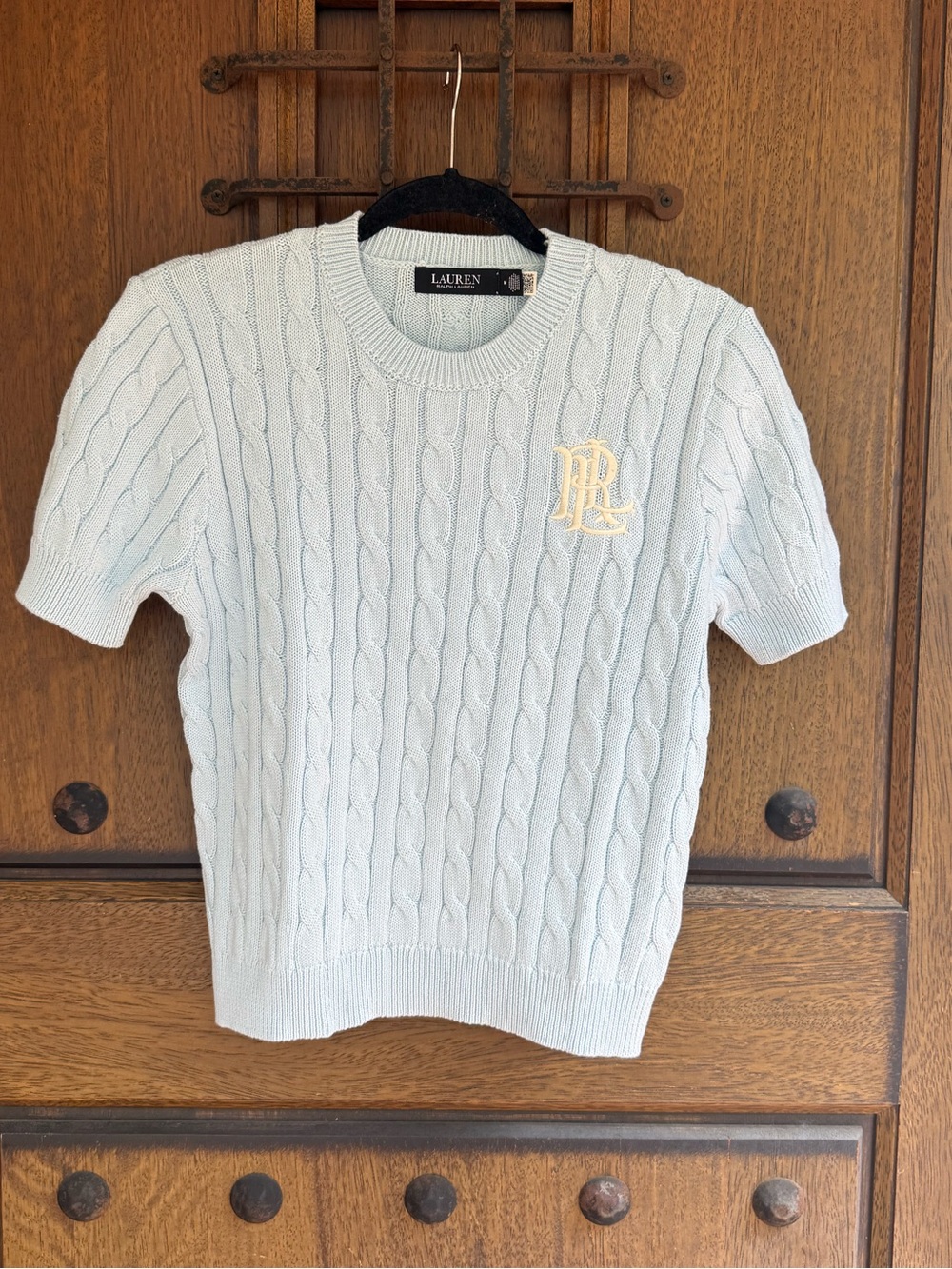 Ralph Lauren Light Blue Cable-Knit Crewneck Sweater Size M